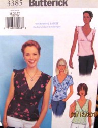 3385 BUTTERICK EZ PULLOVER EMPIRE MOCK WRAP SLEEVES  OR NOT TOP PATTERN 6-22 3 SIZES
